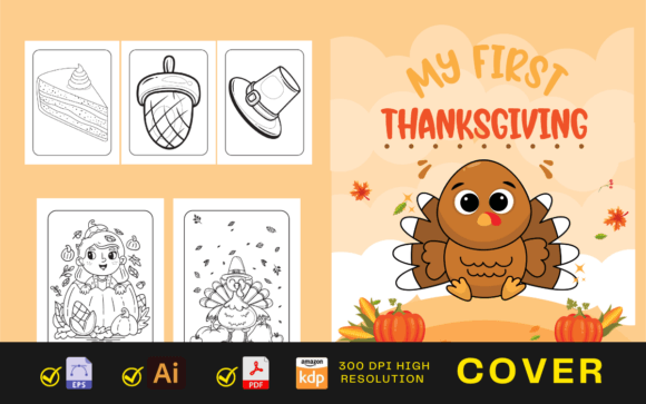 COVER Thanksgiving Coloring Book: 3 KDP-Ready Covers